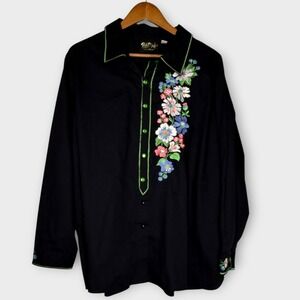 NWOT Bob Mackie Wearable Art Floral Embroidered Blouse Cottagecore Whimsygoth 2X